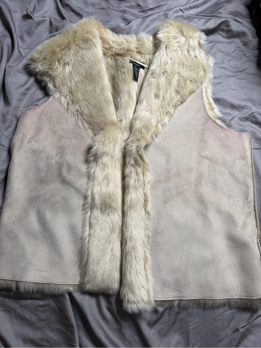 Grace Light Cream Faux Fur Collar Vest